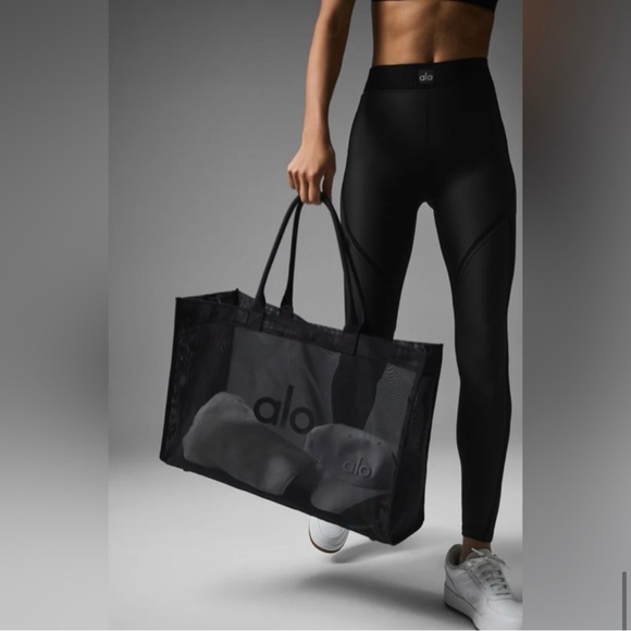NEW ALO Yoga Black Sheer Sport Tote Bag Purse - Picture 5 of 8